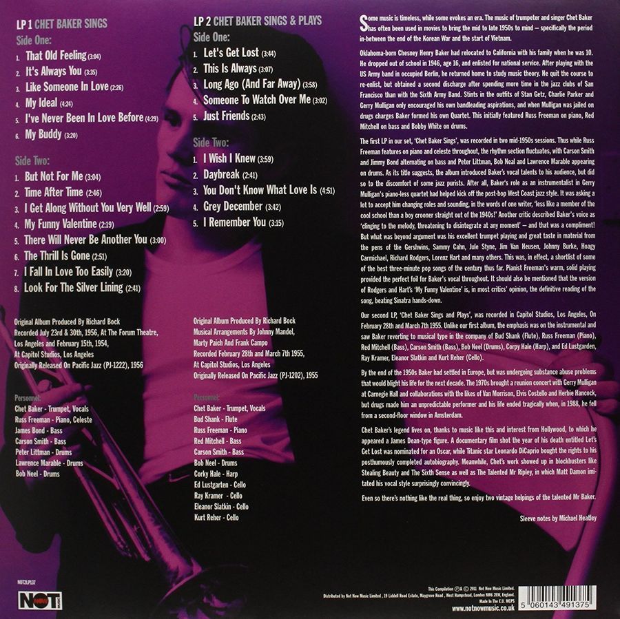 Вінілова платівка Chet Baker - Sings & Plays (2LP) Основне Фото №2