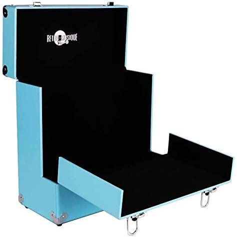 Кейс для виниловых пластинок Retro Musique Wooden Case For 35 Lps - Turquiose Leather Style