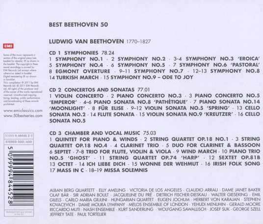Музыкальный CD диск Beethoven - 50 Best Beethoven (3CD-Boxset) 3CD