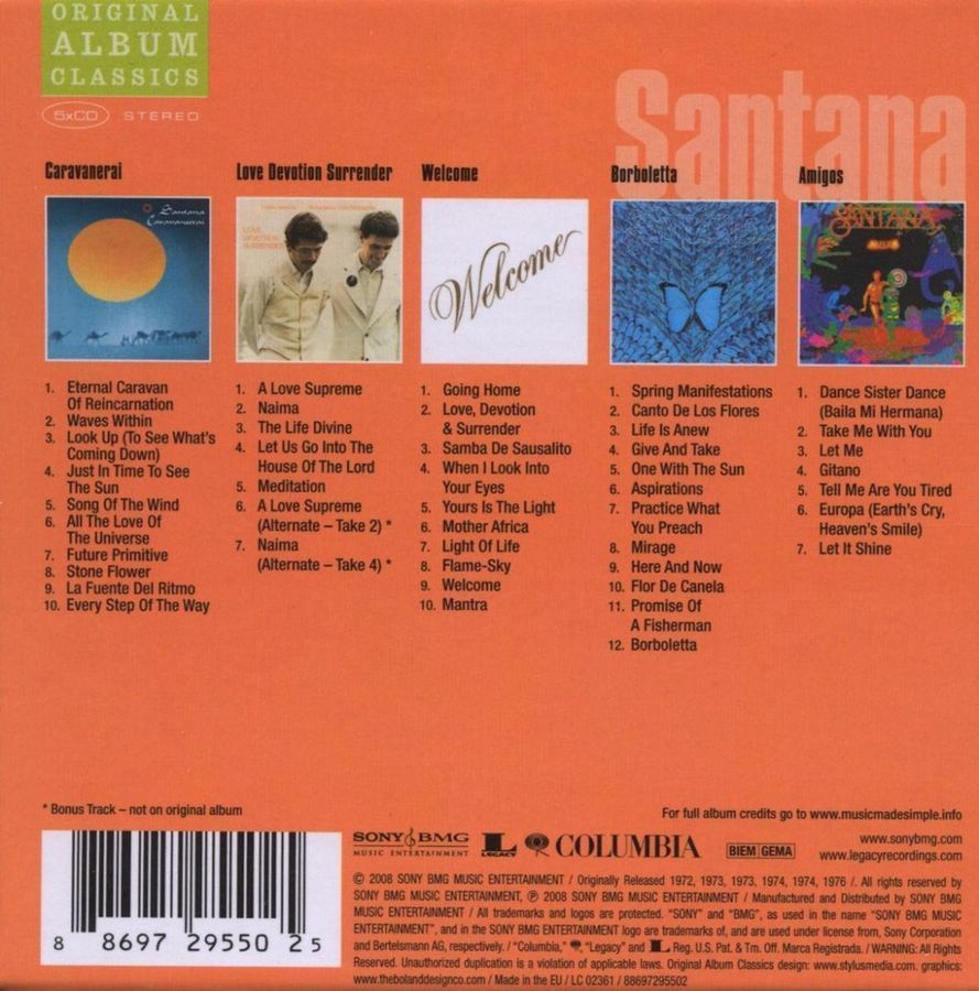 Музичний CD диск Santana - Original Album Classics (5CD) фірмовий Основне Фото №2