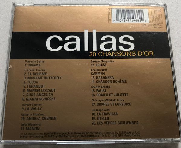Музичний CD диск Maria Callas &ndash; 20 Chansons D'or ліцензійний Основне Фото №2