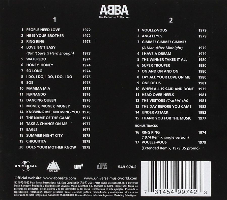 Музичний CD диск ABBA - The Definitive Collection (2CD) ліцензійний Основне Фото №2